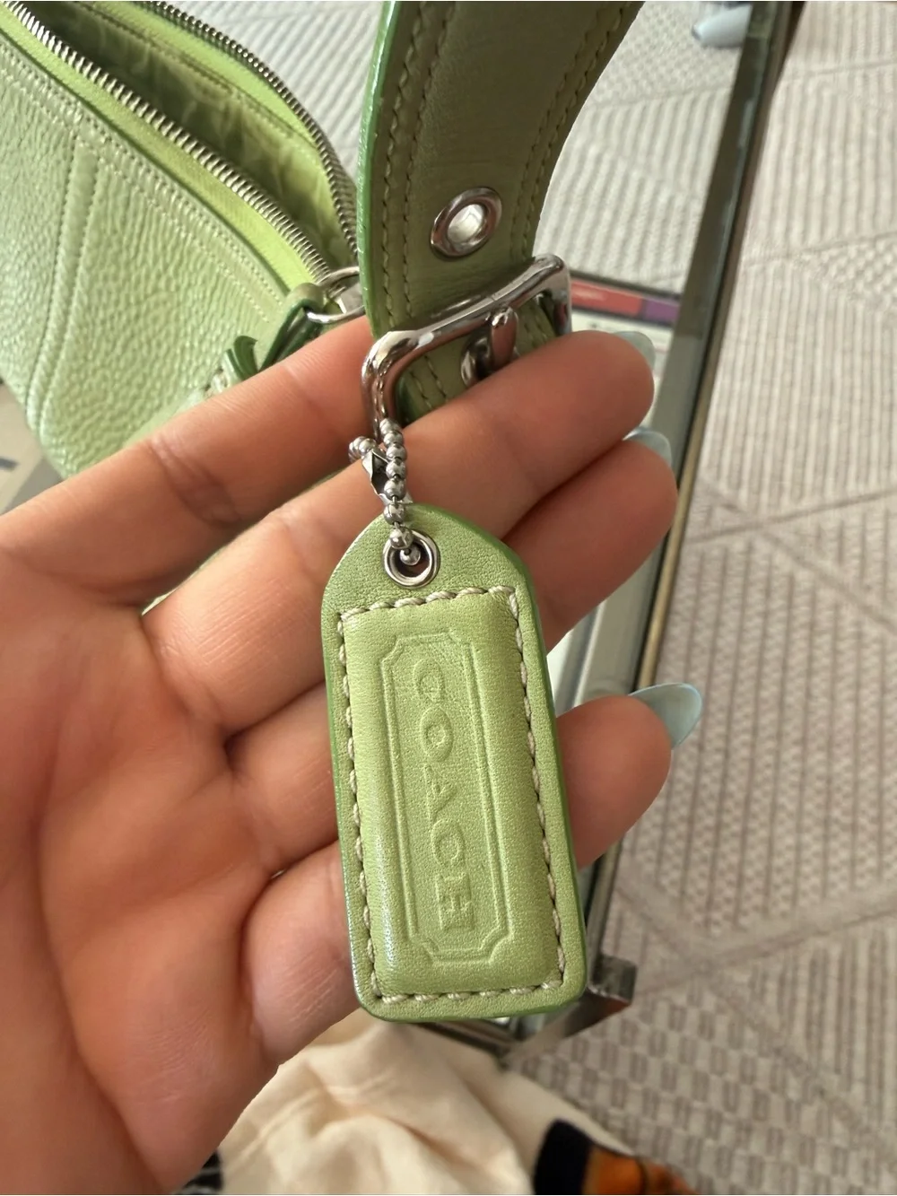 Green Leather Shoulder Bag - Classic Women's Handbag